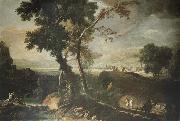 RICCI, Marco Landscape with Washerwomen oil on canvas
